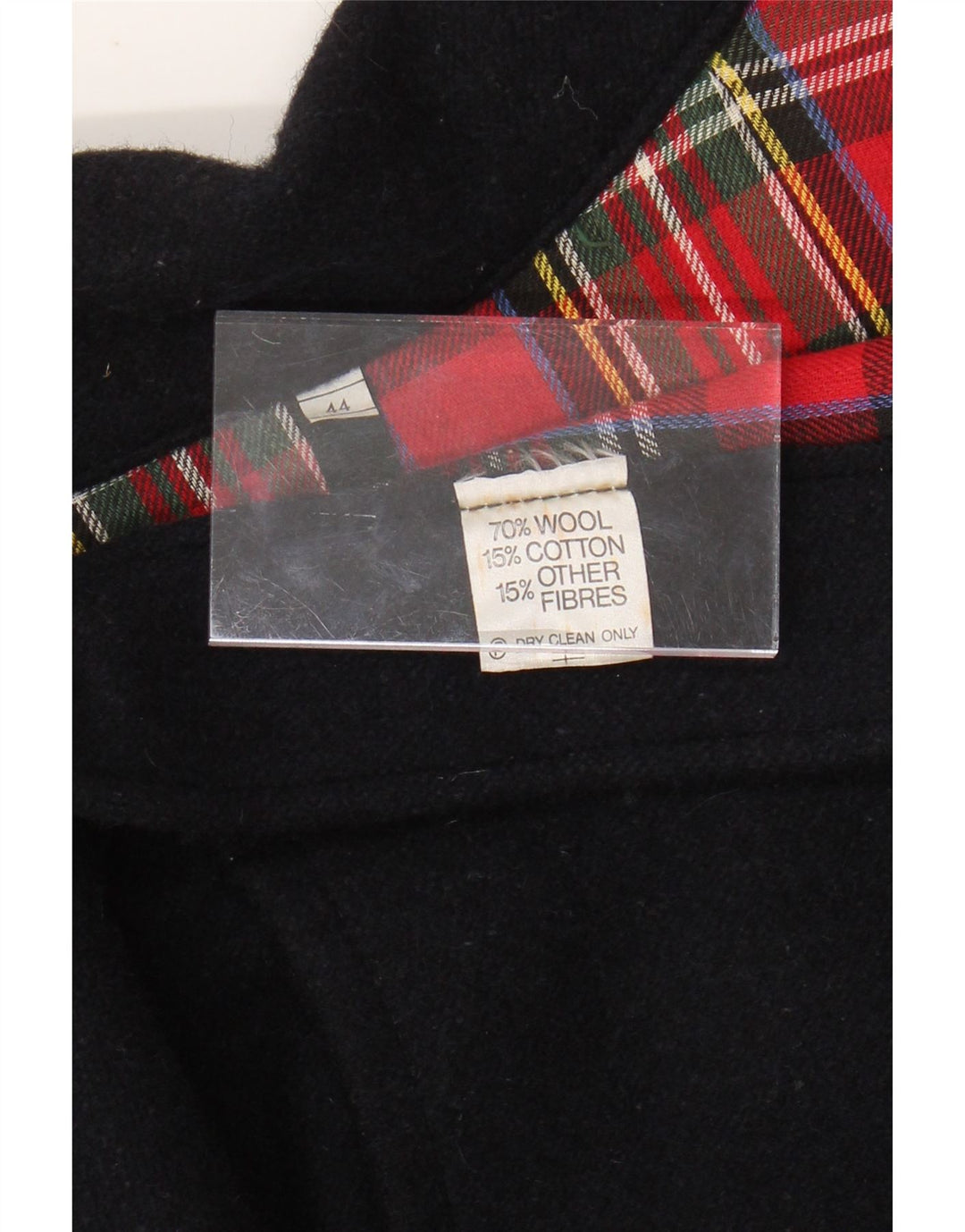 Męski płaszcz o luźnym kroju VINTAGE IT 44 XS Granatowa wełna w blokach kolorów