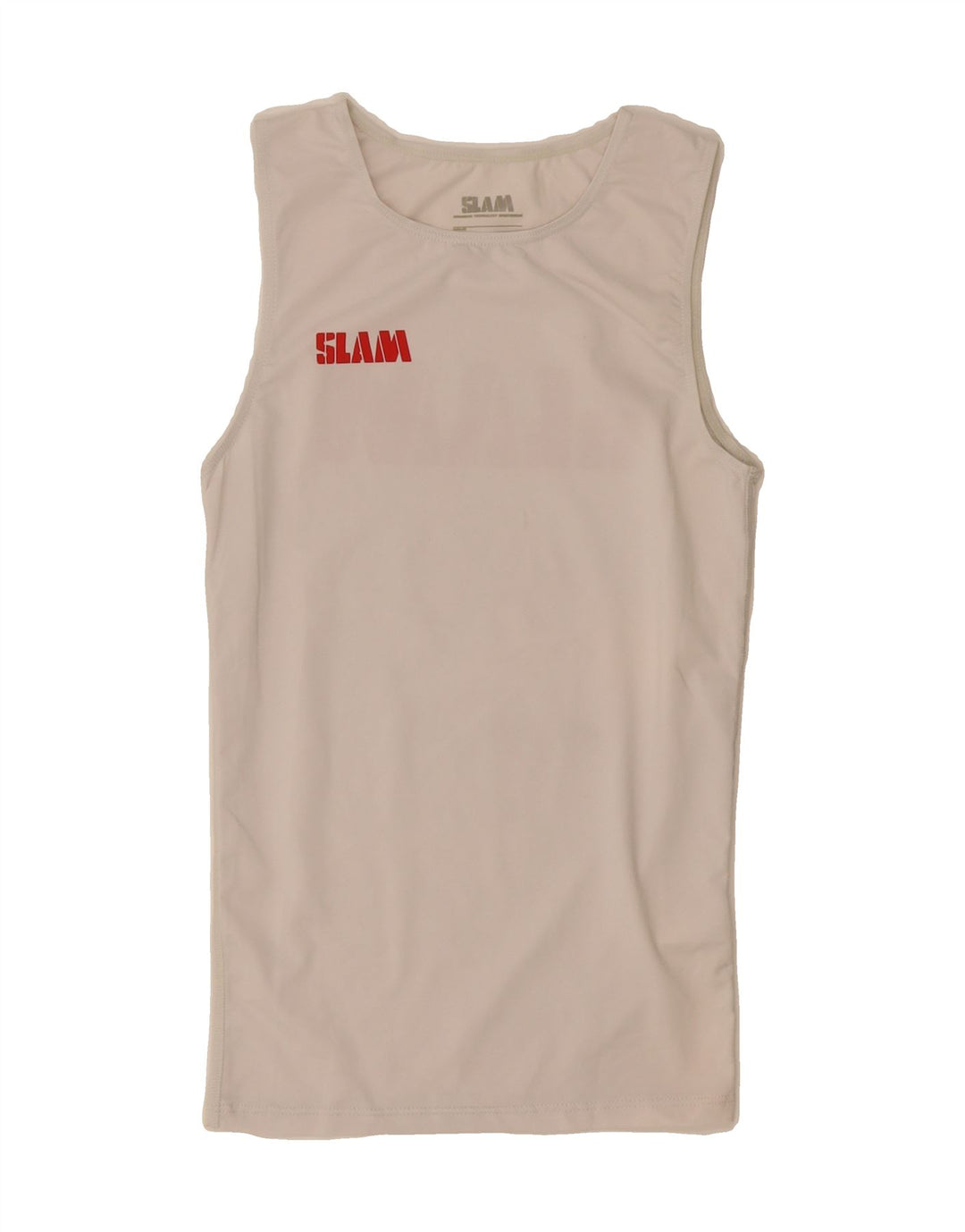 SLAM Womens Graphic Vest Top UK 6 XS White Polyester Vintage Slam and Second-Hand Slam from Messina Hembry 