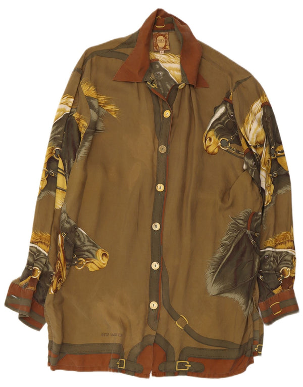 Ritz Saddler Womens Riding Shirt Dress IT 44 Medium Khaki Animal Print