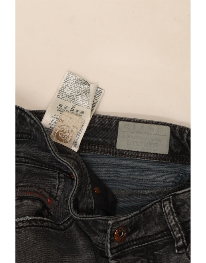 Diesel Damskie Spodnie Belther Regular Slim Jeans W30 L30 Szara bawełna