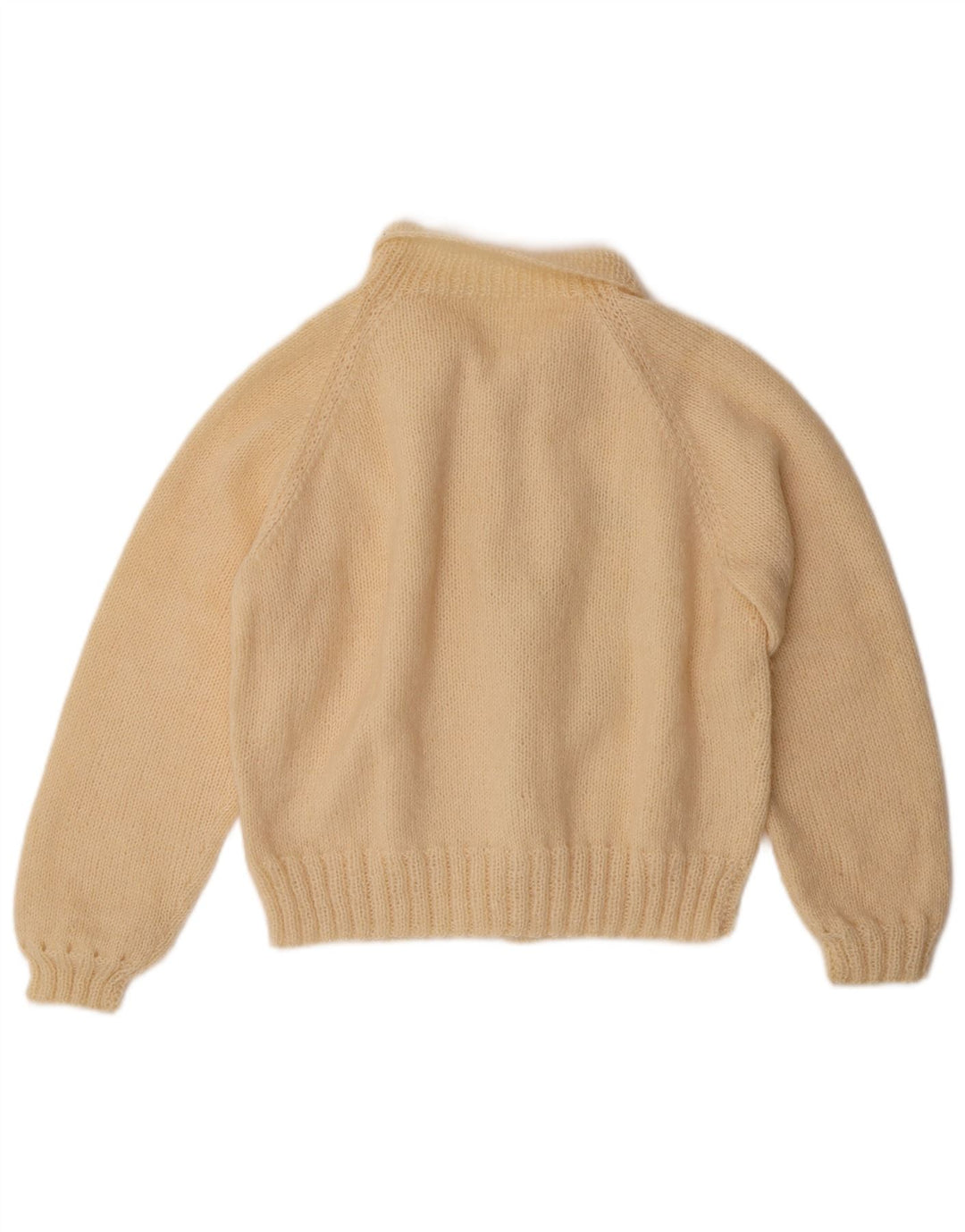 Vintage damski sweter rozpinany UK 14 średni beżowy kwiatowy