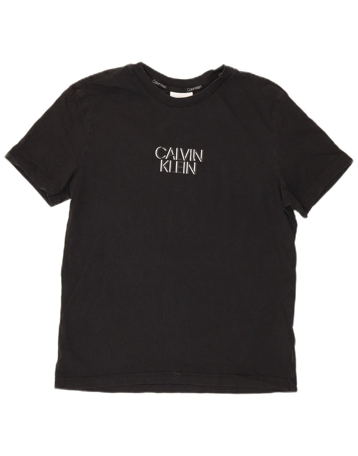 Męska koszulka z grafiką Calvin Klein, średnia czarna, bawełniana