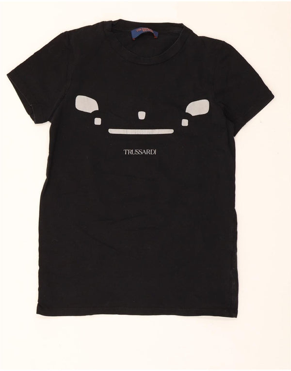 T-shirt damski z grafiką TRUSSARDI JEANS Top UK 6 XS, czarny, bawełniany