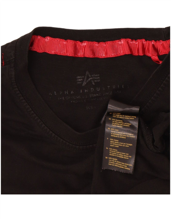 Męska koszulka z grafiką Alpha Industries, mała, czarna, bawełniana