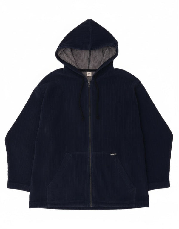 Colmar Womens Corduroy Zip Hoodie Sweater UK 14 Medium Navy Blue Cotton