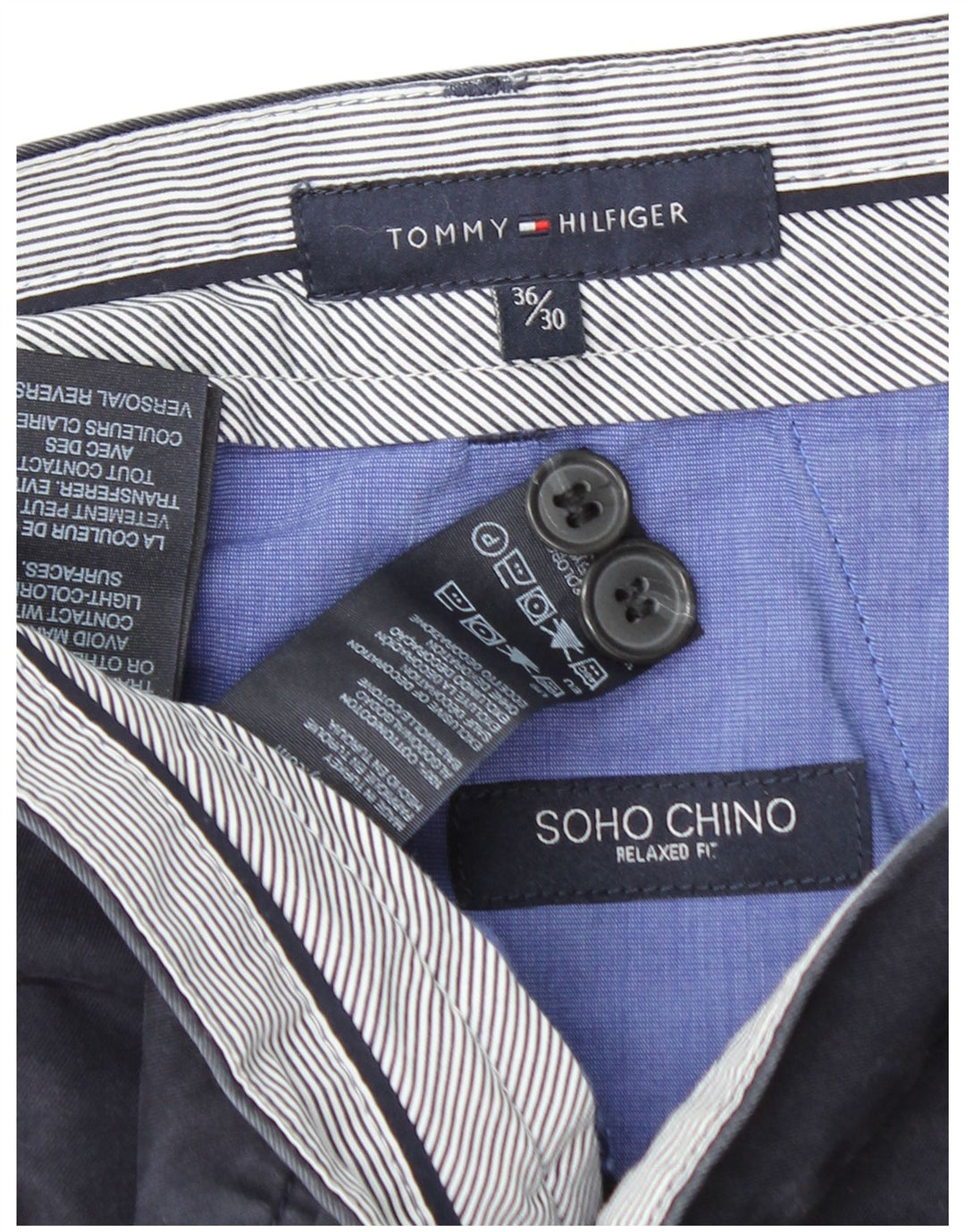 Męskie spodnie chino TOMMY HILFIGER Soho o swobodnym kroju W36 L30 granatowe