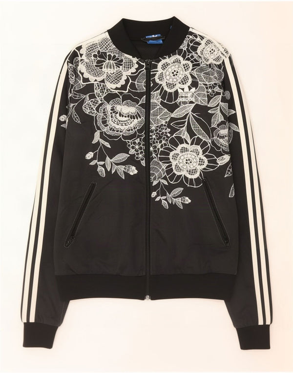 Damska kurtka dresowa Adidas Graphic Top Jacket UK 10 Mała czarna w kwiaty
