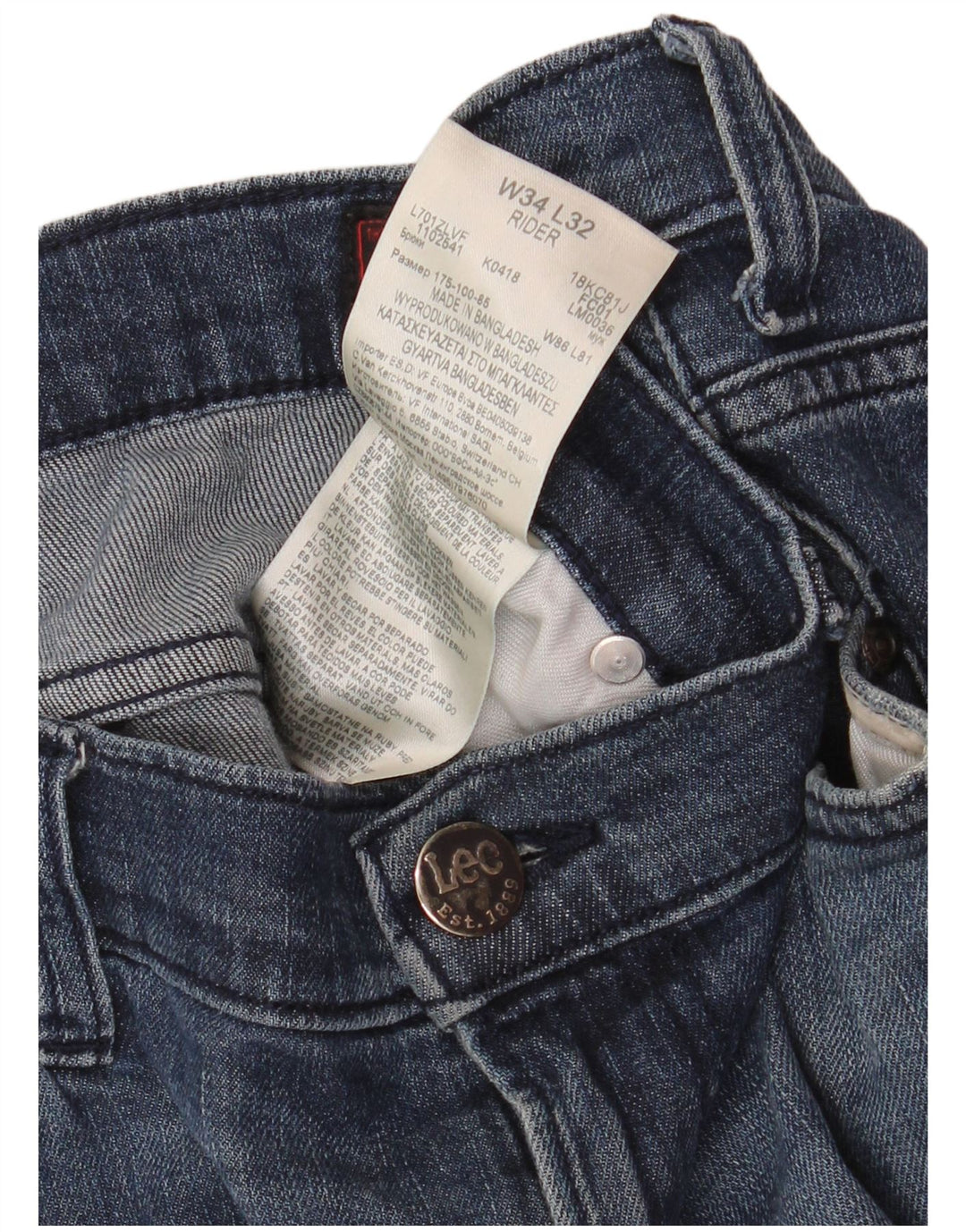 Męskie jeansy Lee Rider Slim W34 L32 Niebieskie bawełniane
