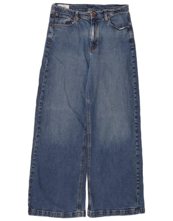 Damskie jeansy Gap Stride z wysokim stanem i szeroką nogawką US 10, duże, W30 L31, niebieska bawełna