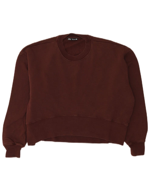Damski sweter oversize Zara UK 10, mały, bordowy, bawełniany