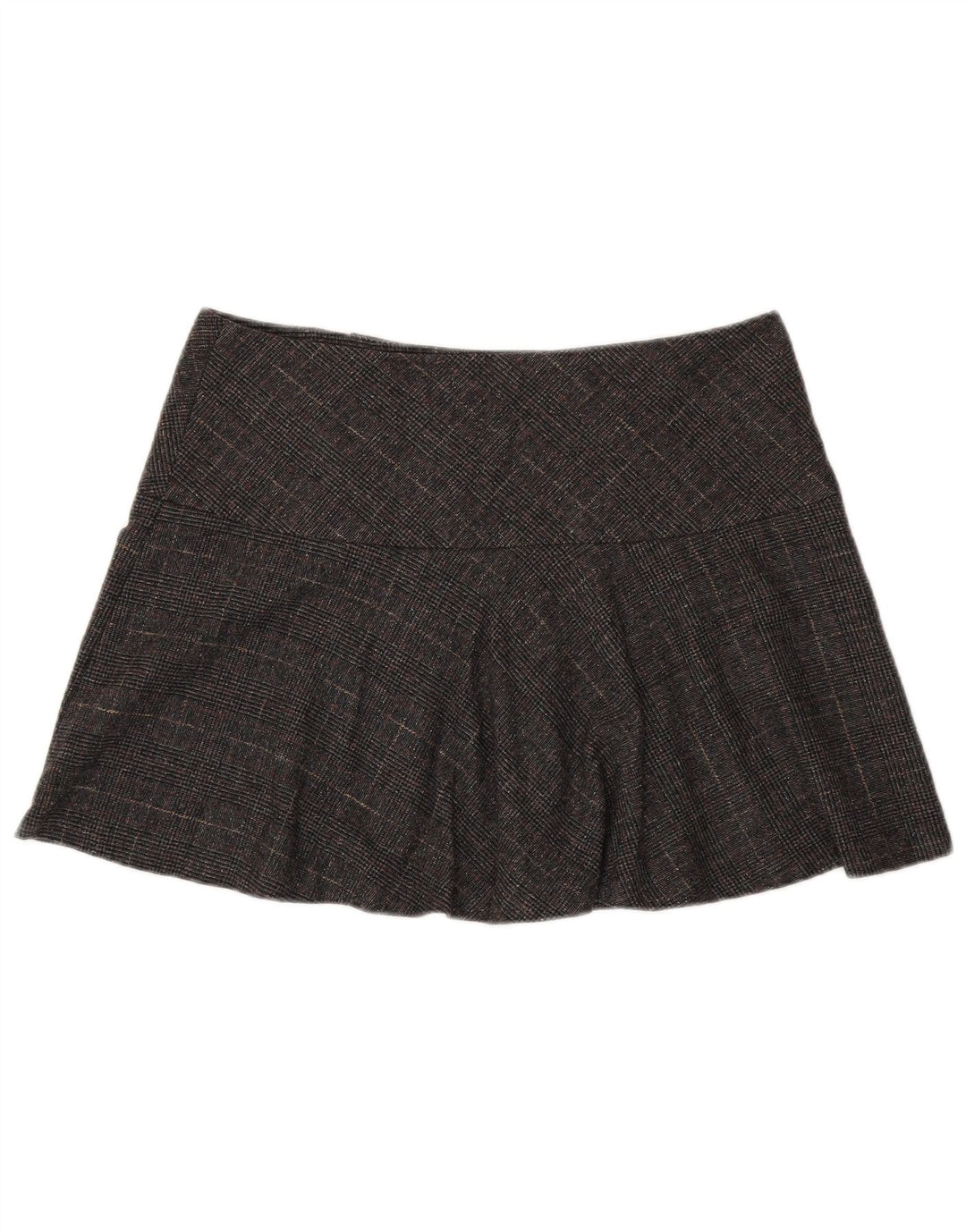Damska spódniczka mini Benetton IT 44 Medium W34 Szara dziewicza wełna w pepitkę