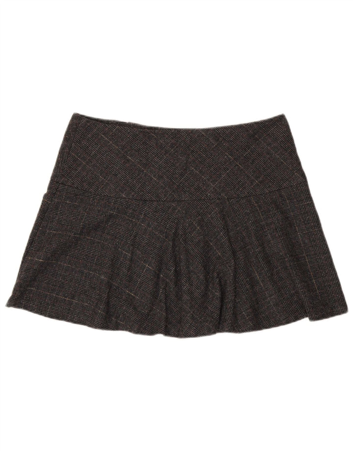 Damska spódniczka mini Benetton IT 44 Medium W34 Szara dziewicza wełna w pepitkę