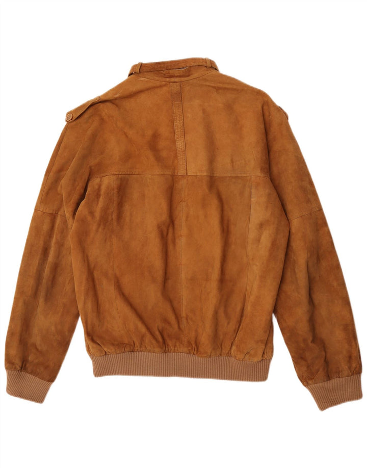 Vintage męska zamszowa kurtka bomber IT 50 duża beżowa skóra
