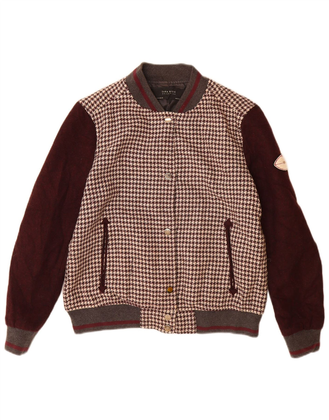 Damska kurtka Zara Varsity UK 14 Średni brąz w pepitkę, akryl
