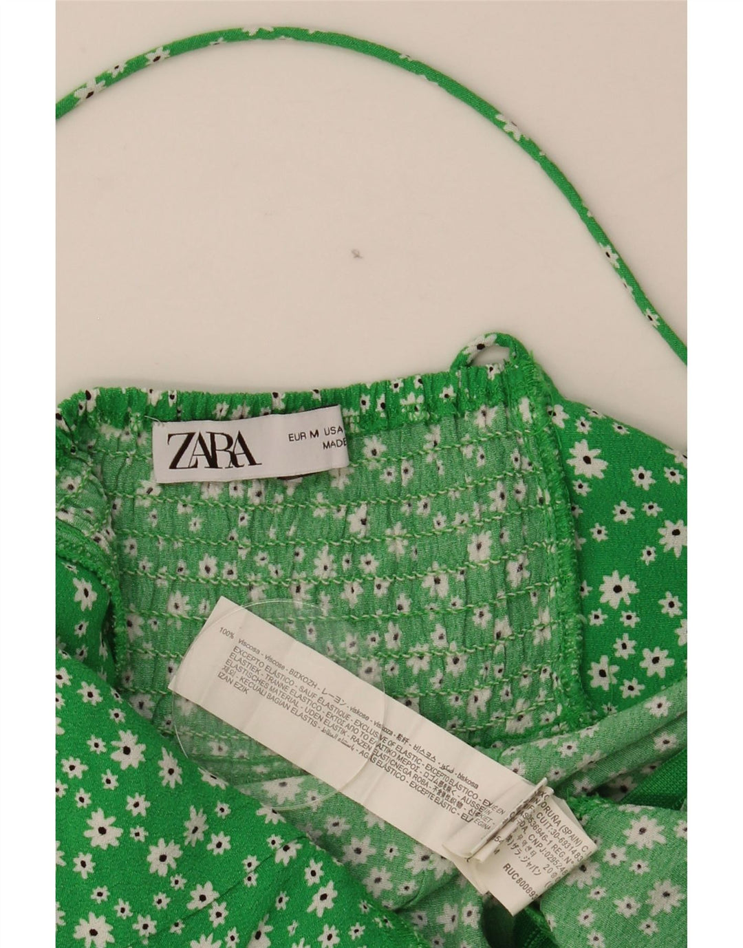Damska sukienka Zara Sundress UK 12 Średnia zielona wiskoza w kwiaty
