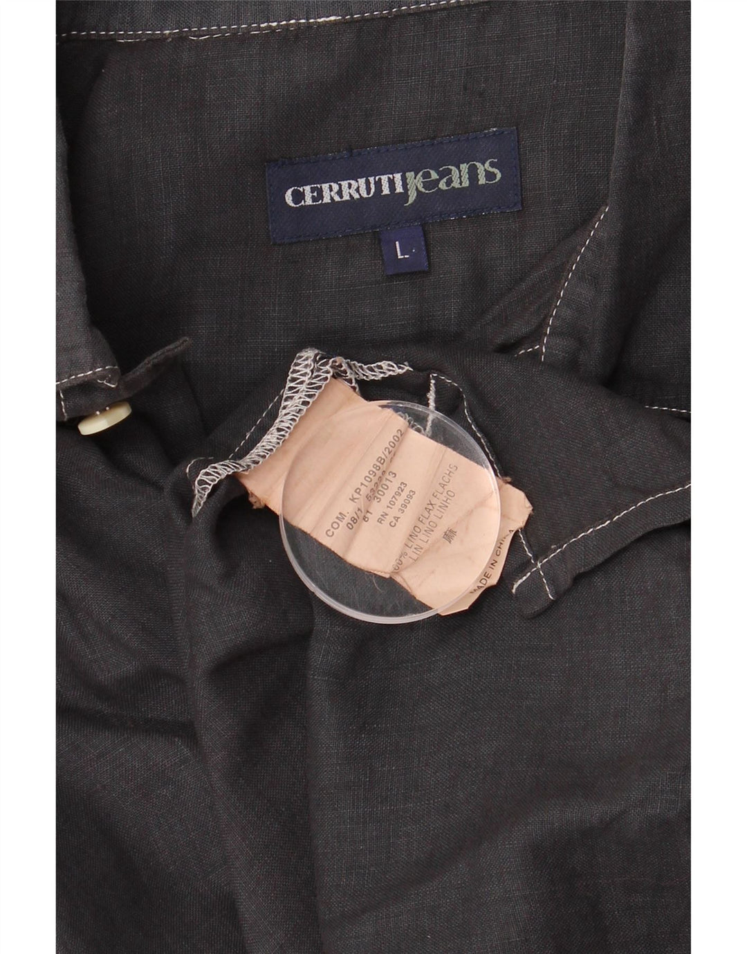 Koszula męska z krótkim rękawem Cerruti, duża, granatowa, len