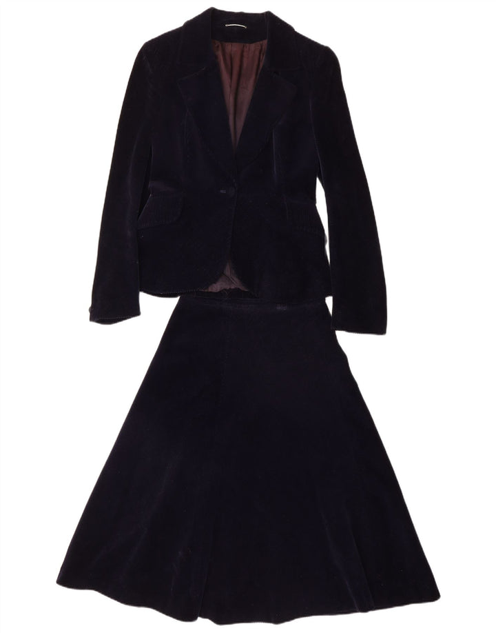 PIERRE D'ALBY Damski zestaw dwuczęściowych spódnic sztruksowych UK 10 Small W24 Granatowy