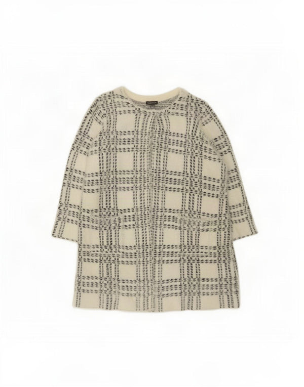 Sweter damski Marks & Spencer Longline Cardigan UK 14 w średnią białą kratkę