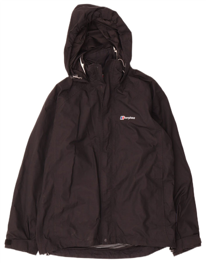 Damska kurtka przeciwdeszczowa z kapturem Berghaus UK 12, średni czarny nylon