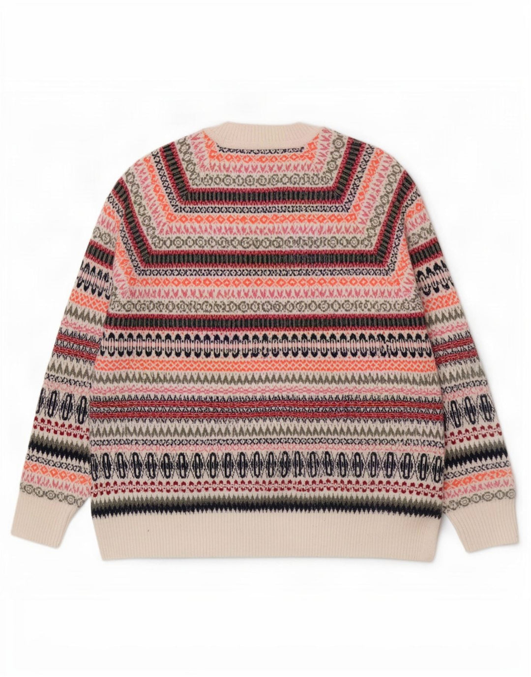 Marks & Spencer Męski sweter z dekoltem w łódkę, duży, wielokolorowy Fair Isle
