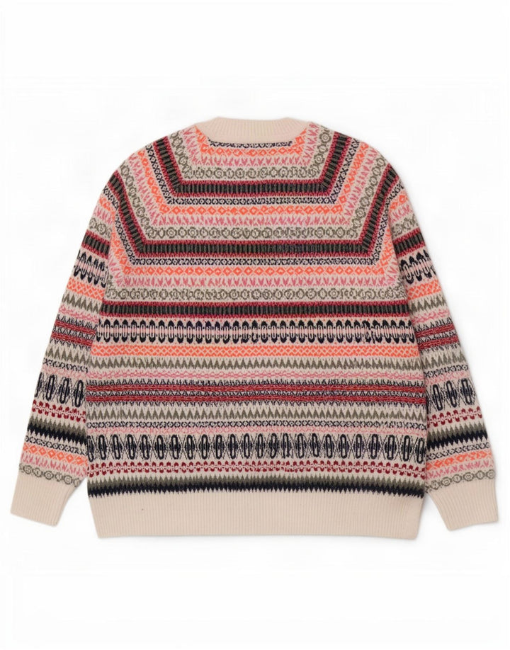 Marks & Spencer Męski sweter z dekoltem w łódkę, duży, wielokolorowy Fair Isle