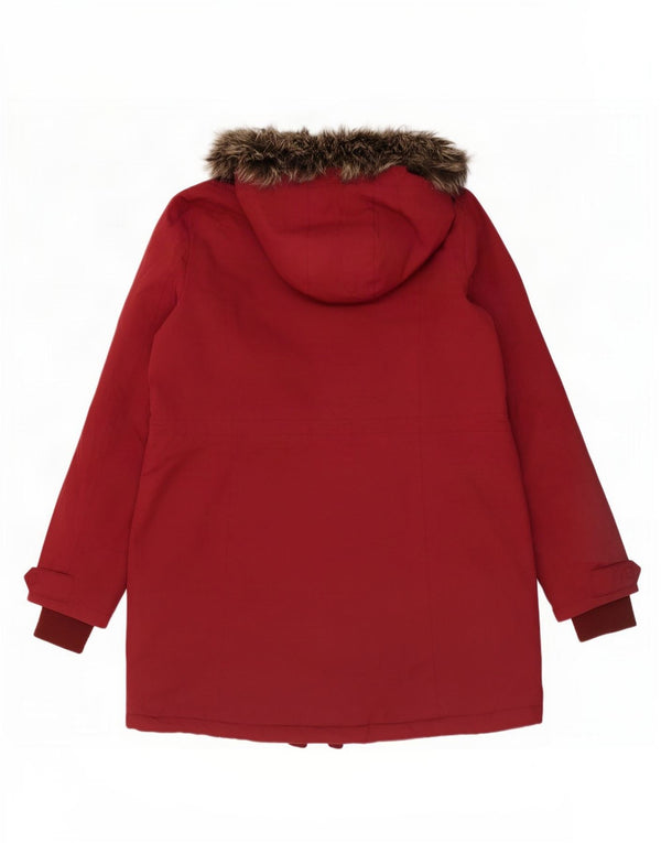 O'Neill Womens Hooded Raincoat UK 16 Large Burgundy Polyamide