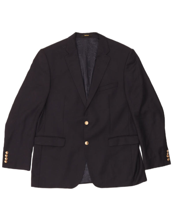 Barbour Mens 2 Button Blazer Jacket Size 54 Large Navy Blue Classic