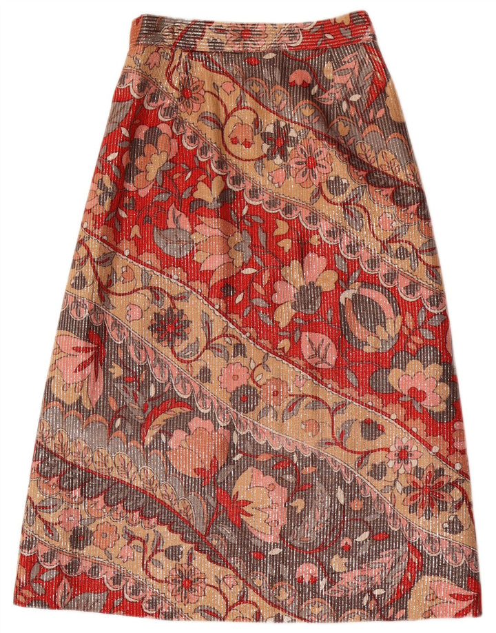 Vintage damska spódnica midi W26 mała wielokolorowa w kwiaty