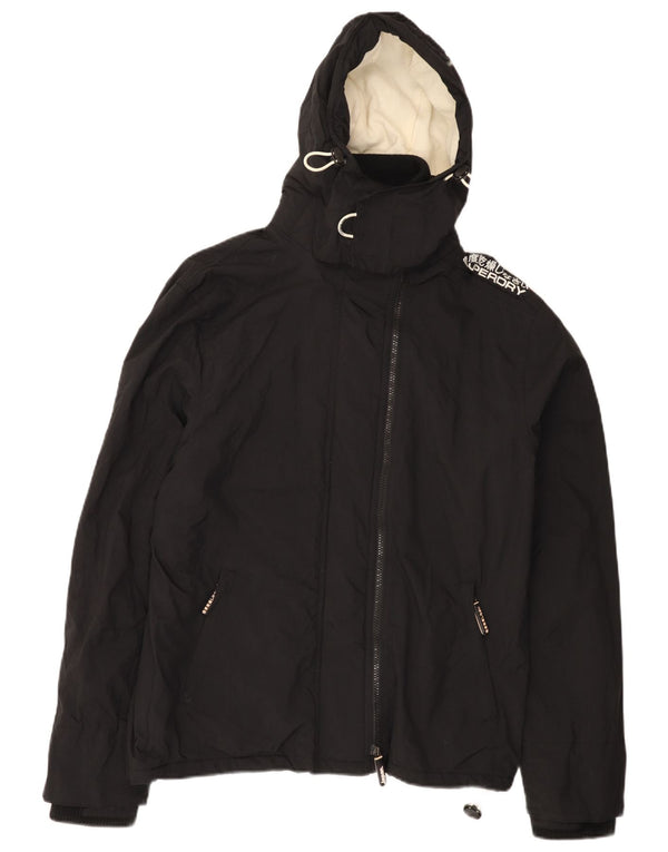Damska wiatrówka z kapturem Superdry Graphic UK 18 XL, czarny nylon