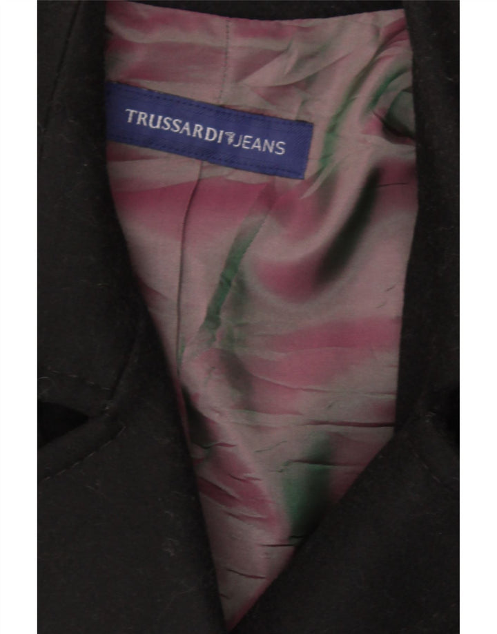 TRUSSARDI Womens Overcoat IT 48 XL Black Wool Vintage Trussardi and Second-Hand Trussardi from Messina Hembry 