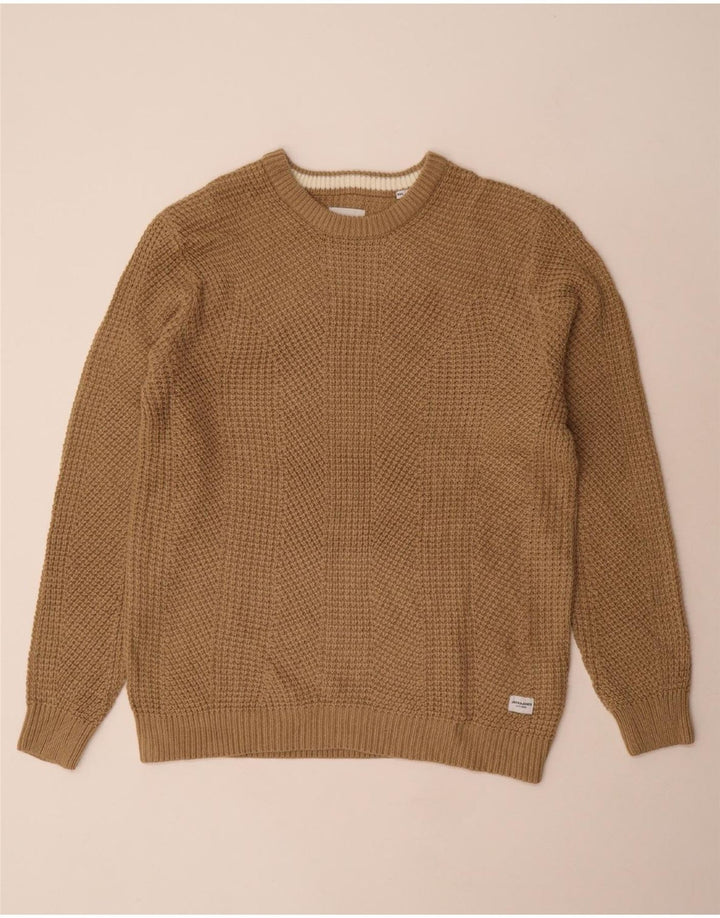 JACK & JONES Męski sweter z okrągłym dekoltem 2XL Brązowy akryl