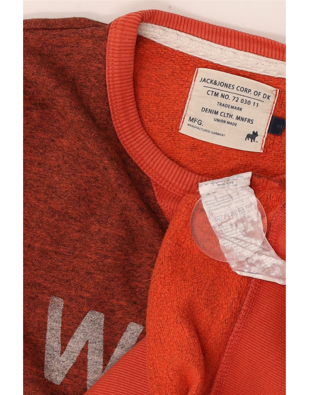 Męska bluza z grafiką Jack & Jones, mała, pomarańczowa, nakrapiana bawełna