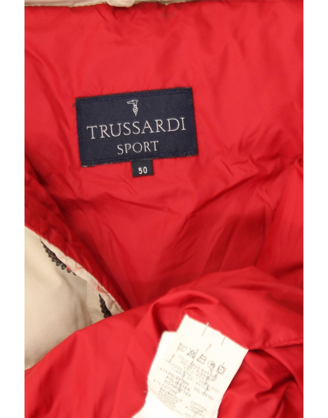 Męska ocieplana kurtka Trussardi IT 50, duża, beżowa, poliester