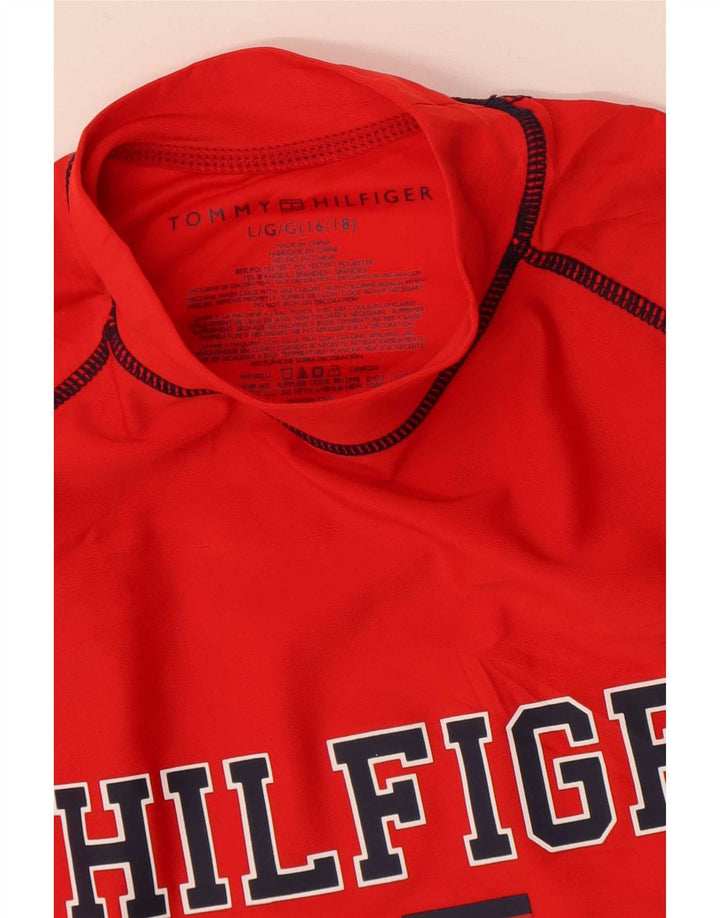 Chłopięcy T-shirt z grafiką Tommy Hilfiger 15-16 lat, duży, czerwony poliester