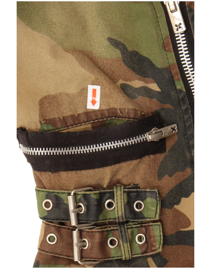 Damska kurtka wojskowa TRIPP NYC Crop UK 10, mała, bawełniana w kamuflażu khaki