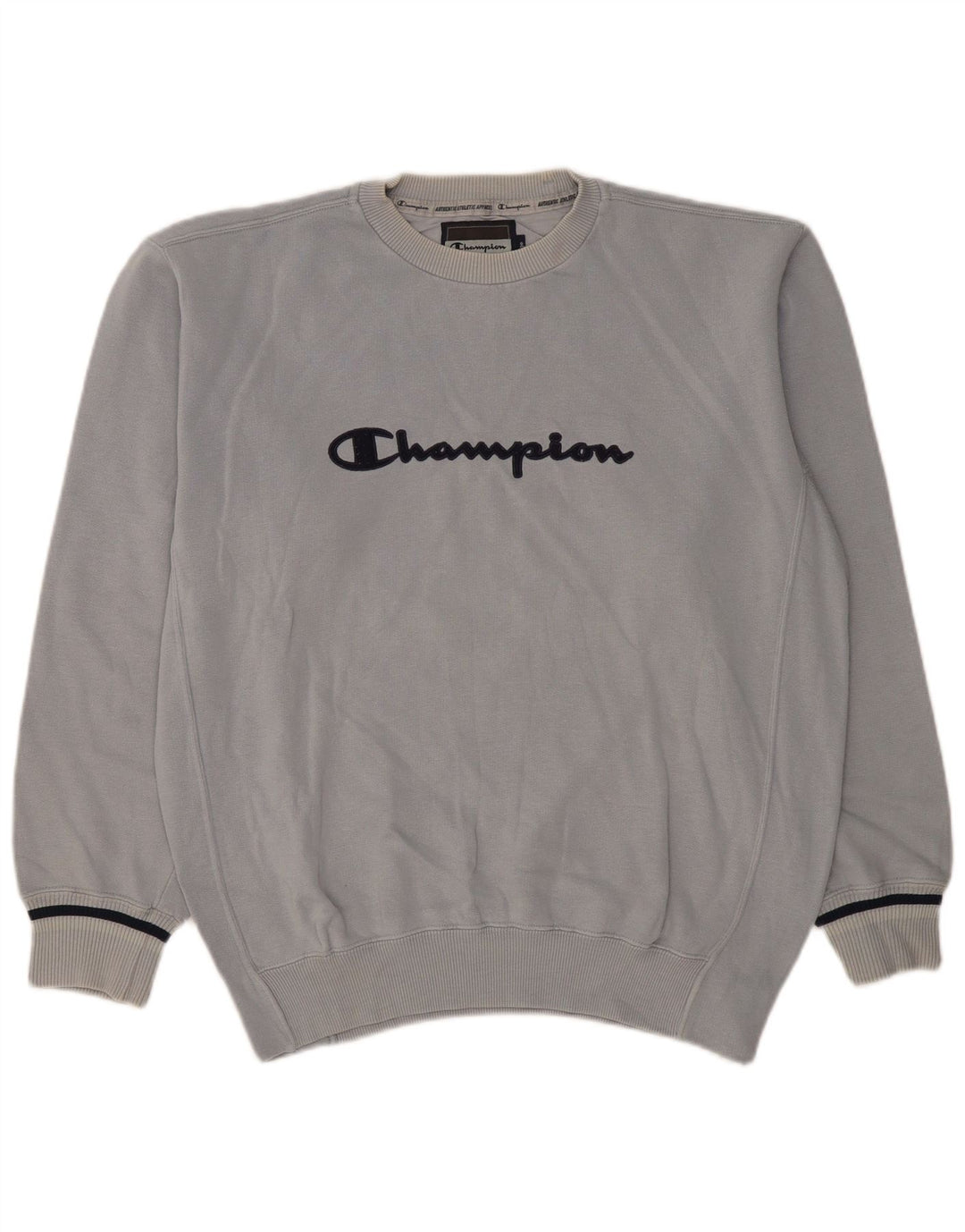 Męski sweter z grafiką Champion, duży, niebieski, bawełniany klasyk