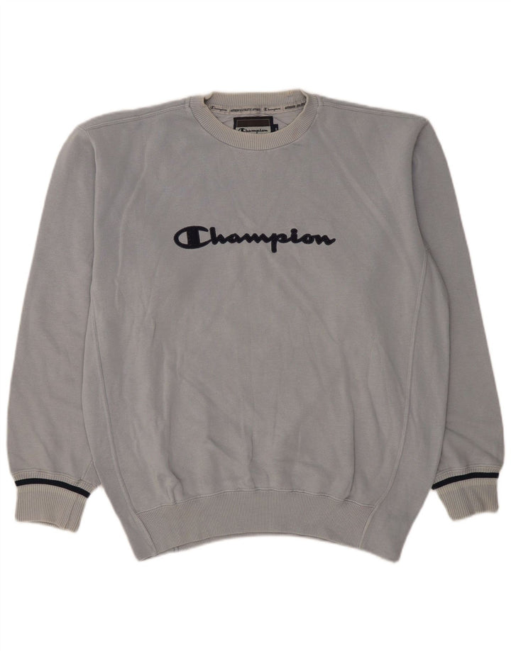Męski sweter z grafiką Champion, duży, niebieski, bawełniany klasyk