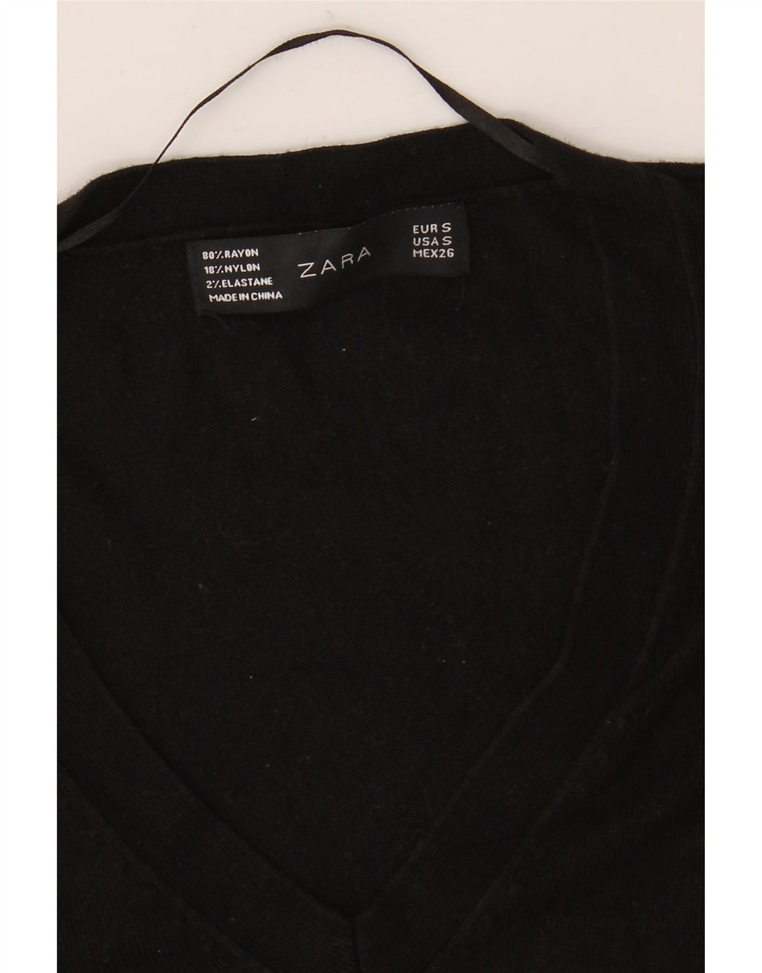 Sweter damski Zara z dekoltem w kształcie litery V, UK 10, mały, czarny