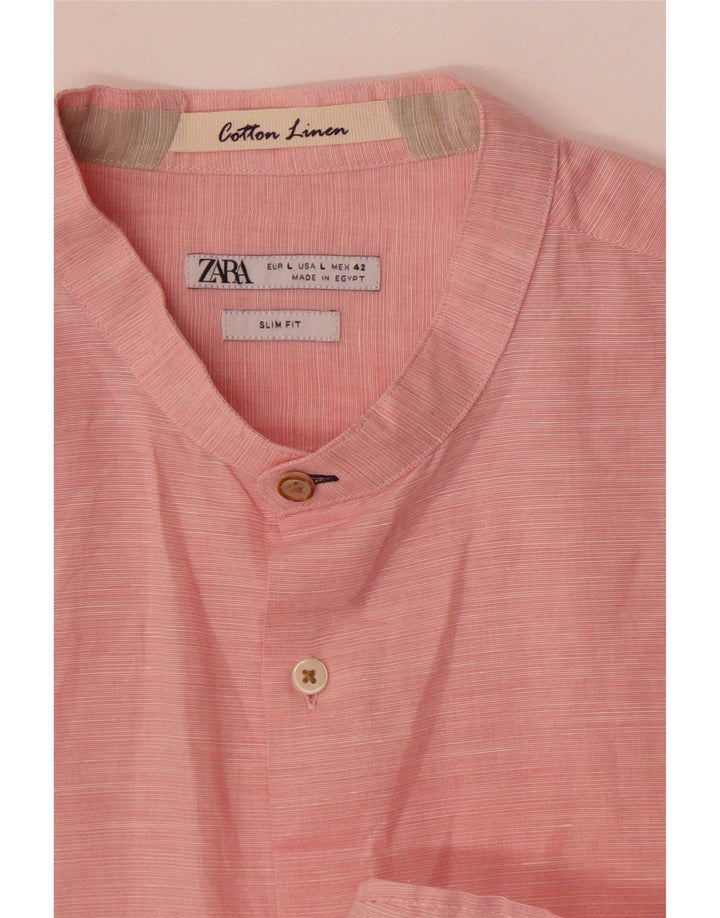 Koszula męska Zara Slim Fit, duża, różowa