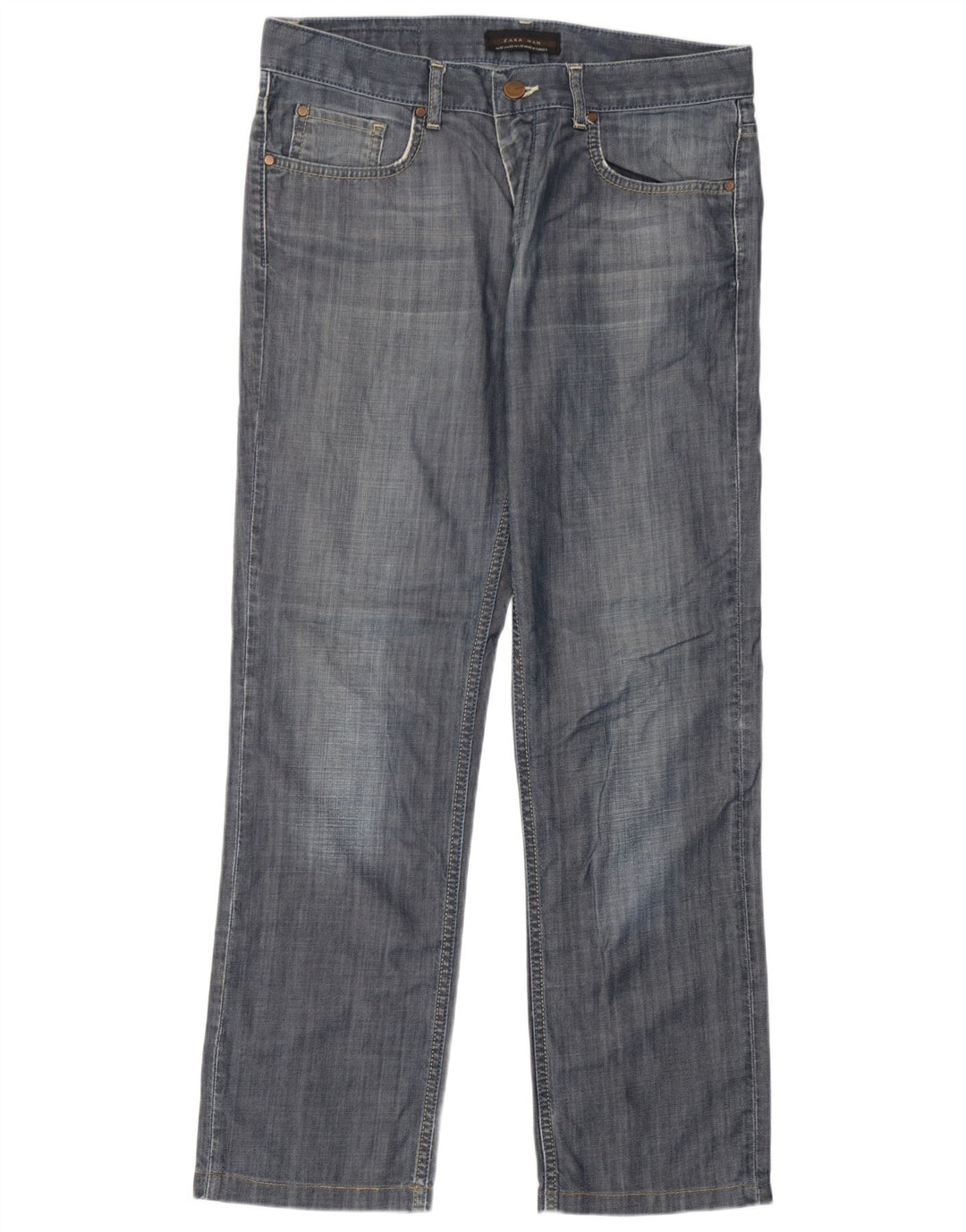 Męskie proste dżinsy Zara EU 42 Large W32 L30 Niebieskie bawełniane