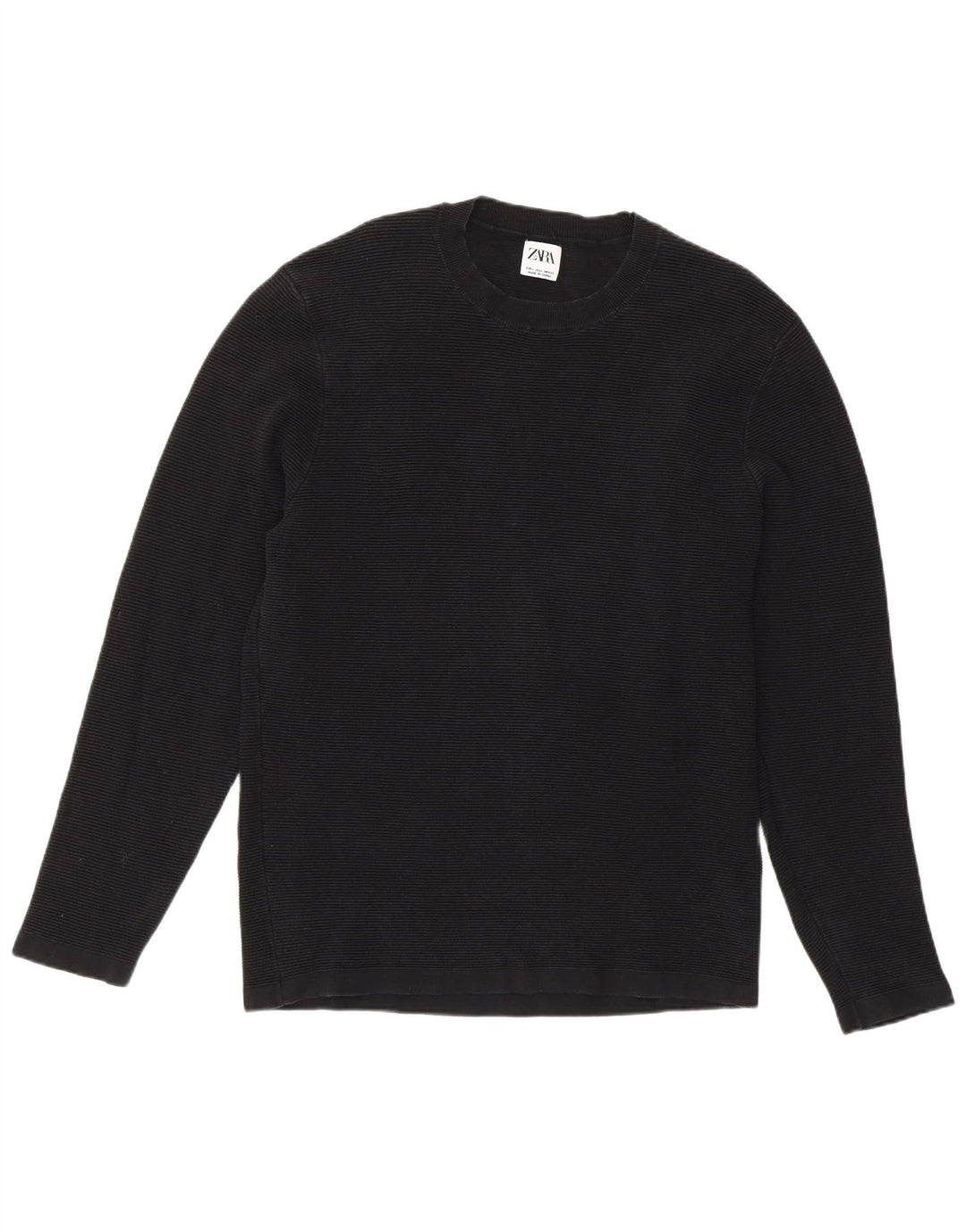 Męski sweter Zara z okrągłym dekoltem, duży, czarny