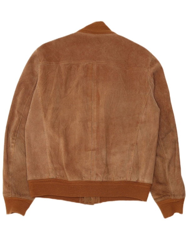 Vintage męska zamszowa kurtka bomber IT 52 XL brązowa skóra
