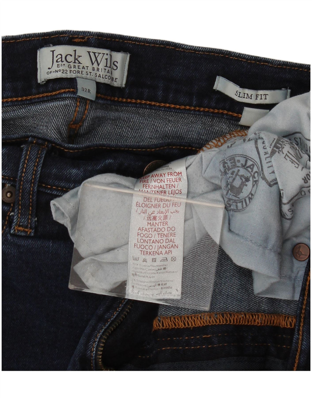 Jack Wills Męskie jeansy slim W32 L28 Granatowa bawełna