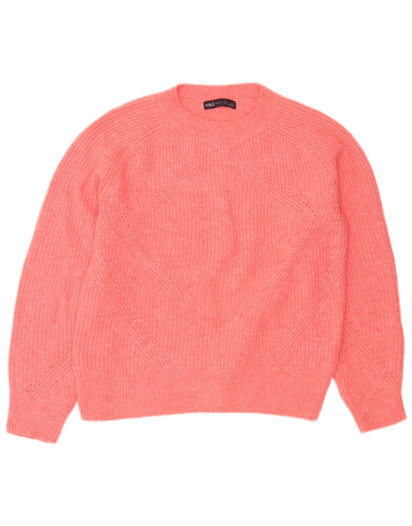 Marks & Spencer Damski sweter z okrągłym dekoltem, UK 10, mały, różowy