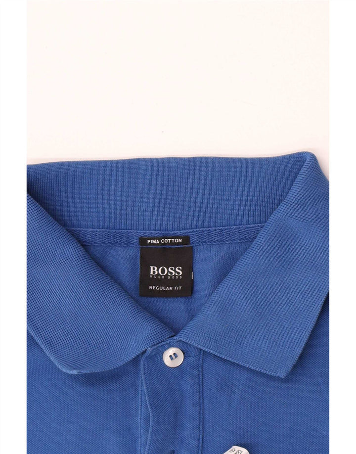 Męska koszulka polo Hugo Boss o regularnym kroju, duża, niebieska, bawełniana