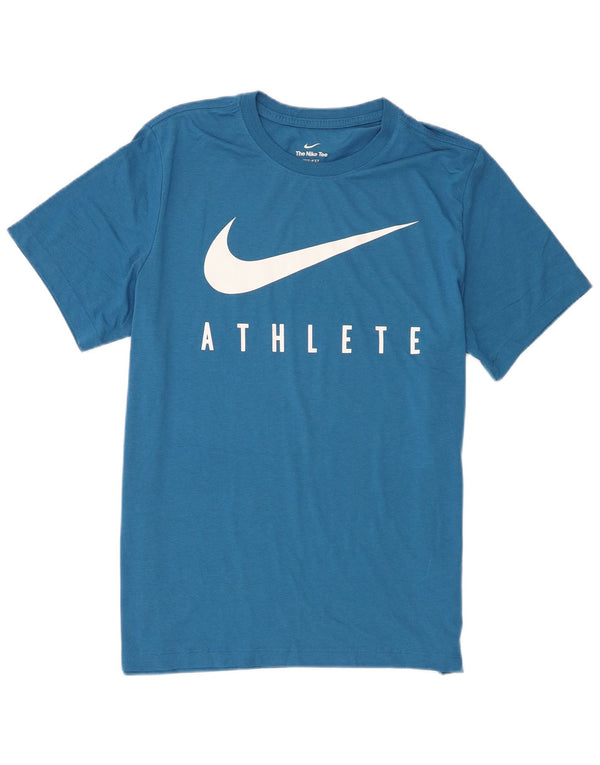 Męski T-shirt z grafiką Nike Dri Fit, duży, niebieski, poliester