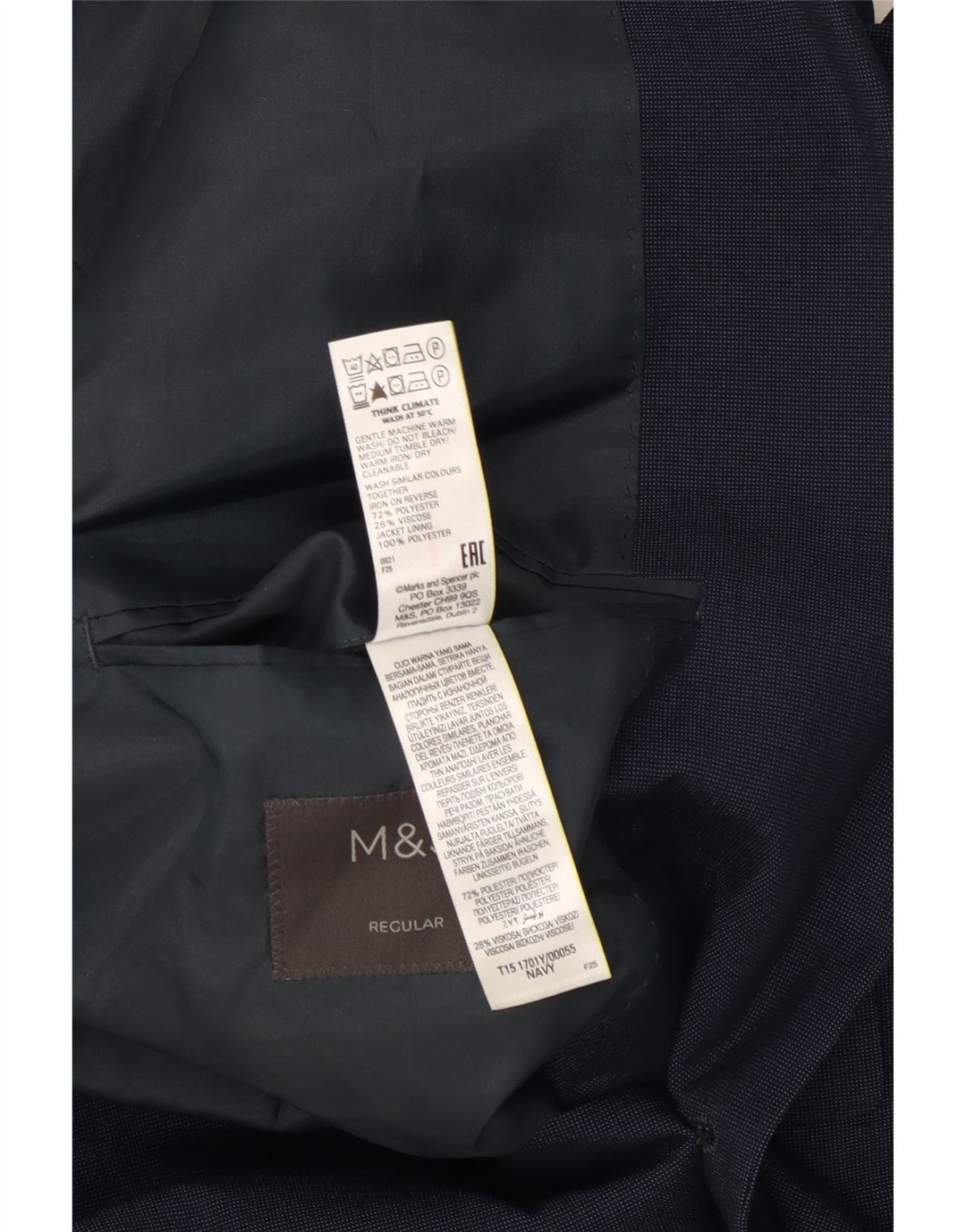 Marks & Spencer Męska marynarka zapinana na 2 guziki, UK 46 XL, granatowa, poliester