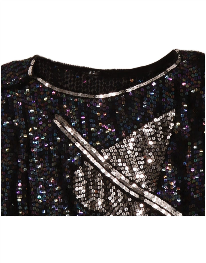 Damska bluzka z grafiką VINTAGE Top UK 14, duże czarne nakrapiane serce