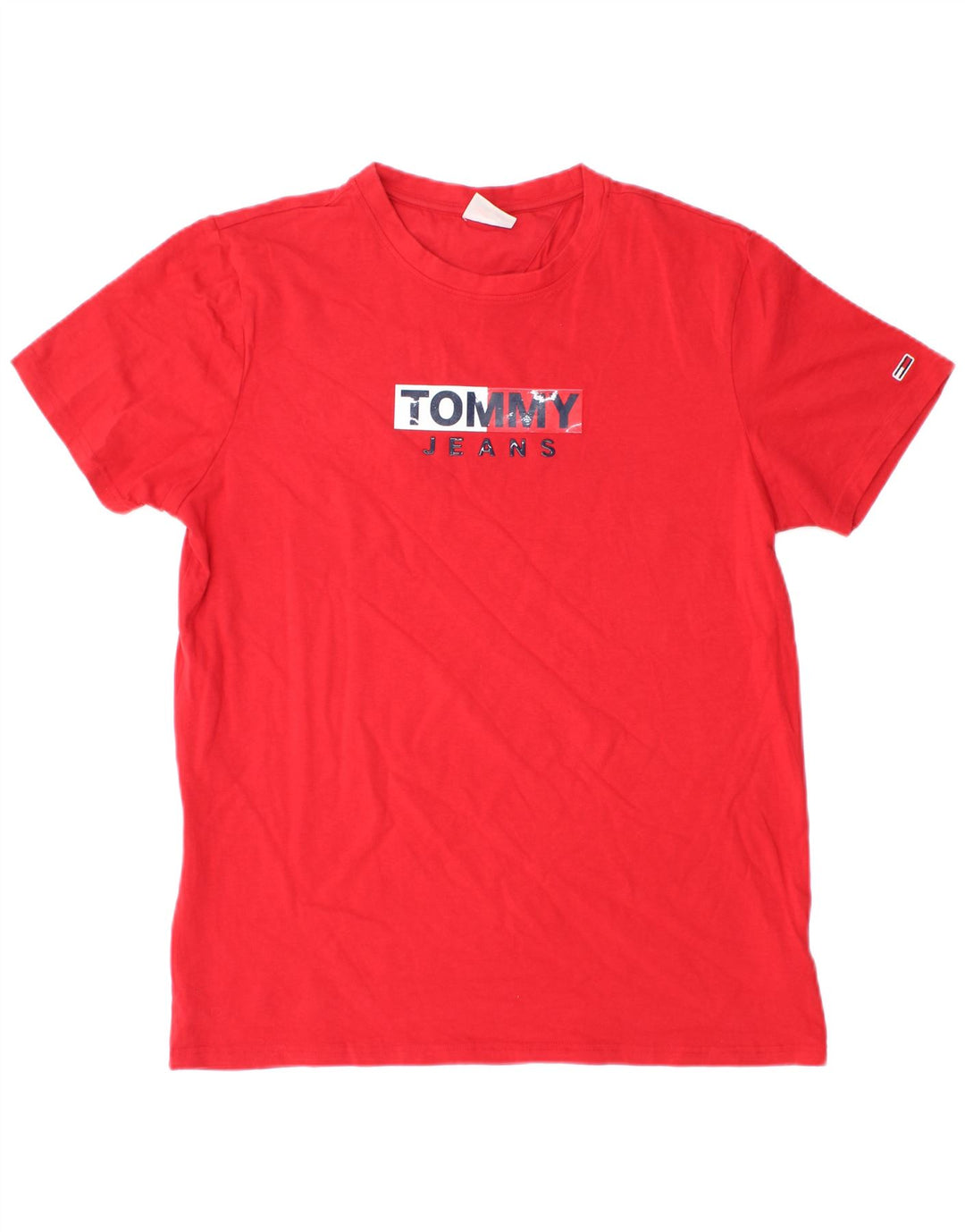 Męski T-shirt z grafiką Tommy Hilfiger, duży, czerwony, bawełniany