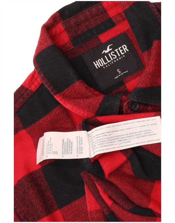 Męska koszula flanelowa Hollister, mała, bawełniana w czerwoną kratę